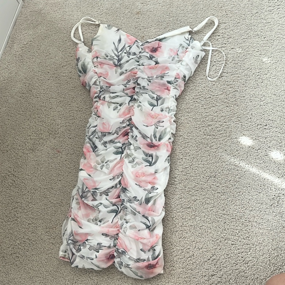 Windsor Floral Ruched Mini Dress